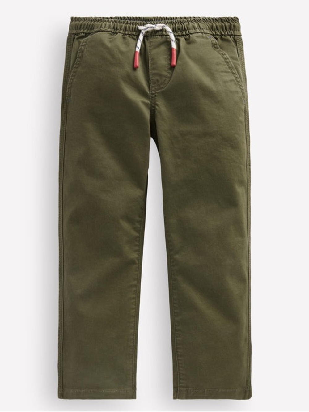 Mini Boden Olive Green Drawstring Joggers with Orange Trim